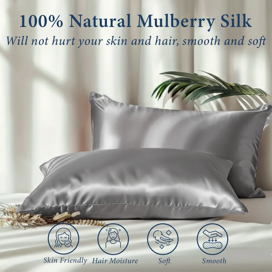 100% Pure 6A  Both Side Mulberry Silk Pillow Cover (Pack of 1) - Image 28