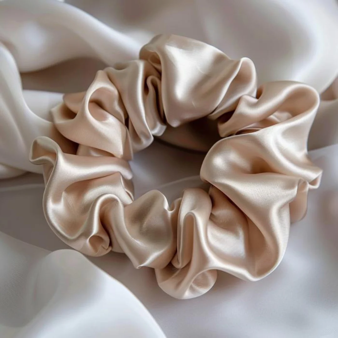 Mulberry Silk Scrunchies 3 pack. ( Colors - Teal, Rose taupe, Silver grey) - Image 6