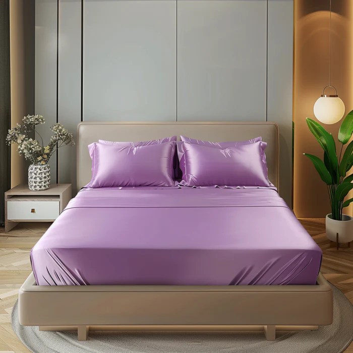 Silky Elastic Fitted Sheets with 2 Pillow Covers - Image 41