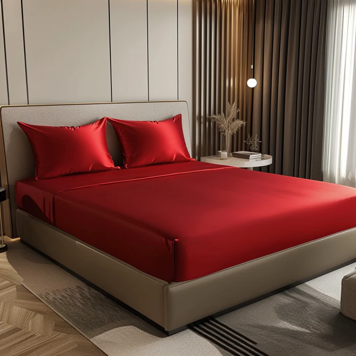 Silky Elastic Fitted Sheets with 2 Pillow Covers - Image 63