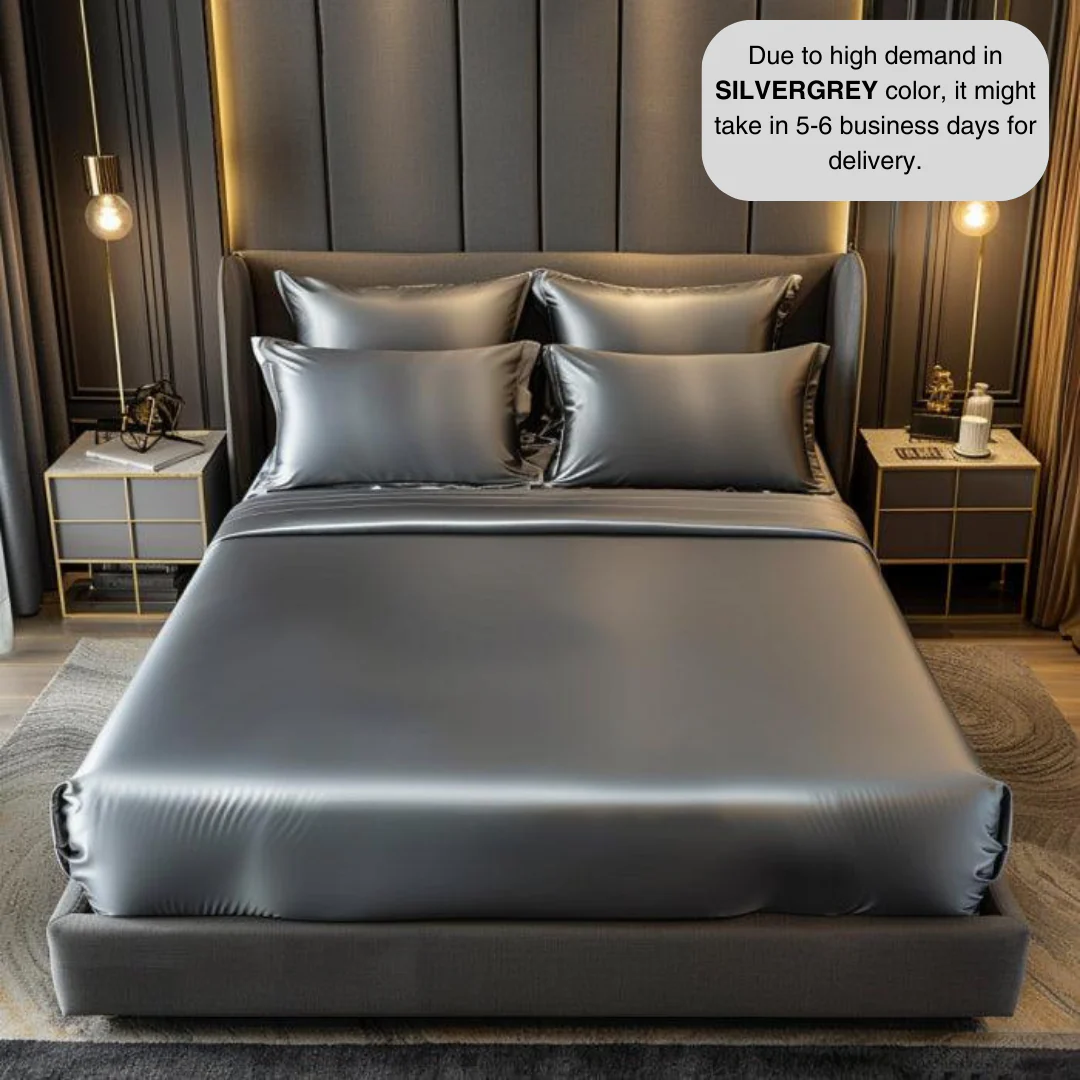 Silky Elastic Fitted Sheets with 2 Pillow Covers - Image 77