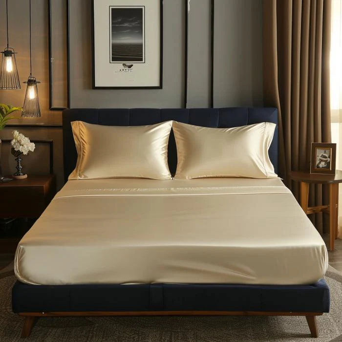Silky Elastic Fitted Sheets with 2 Pillow Covers - Image 30