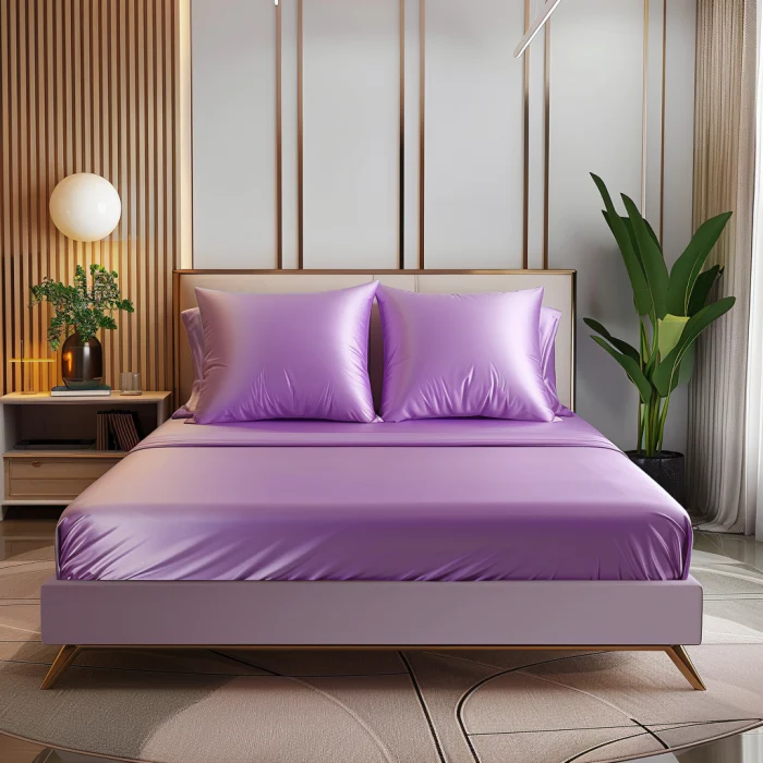 Silky Elastic Fitted Sheets with 2 Pillow Covers - Image 35