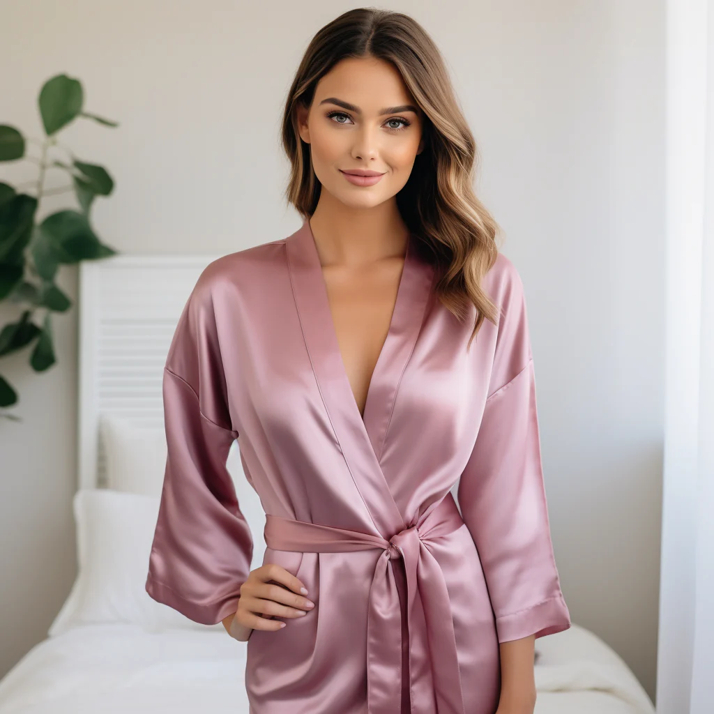 Satin Elastic Fitted Sheet & Satin Robe Combo - Image 40