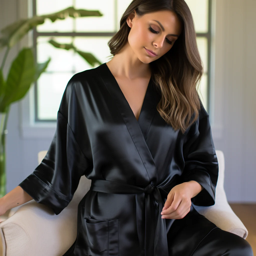 Satin Elastic Fitted Sheet & Satin Robe Combo - Image 43