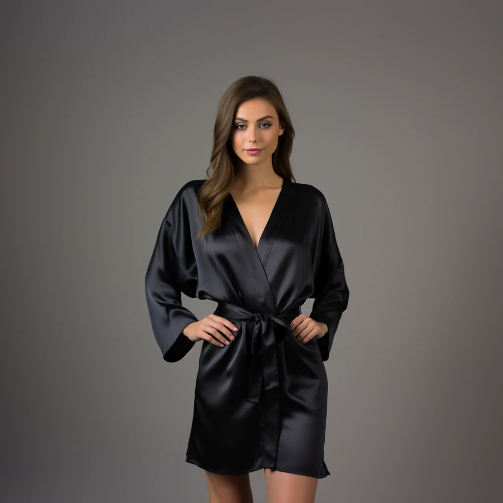 Satin Elastic Fitted Sheet & Satin Robe Combo - Image 45