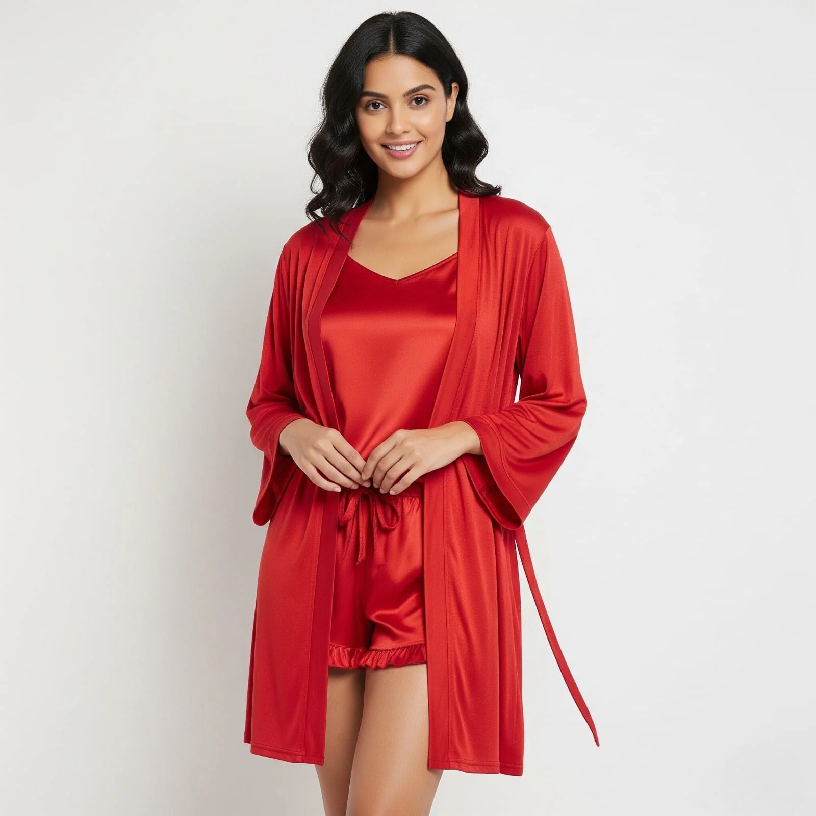 Silky Slip & Shorts with Robe Set - Image 11