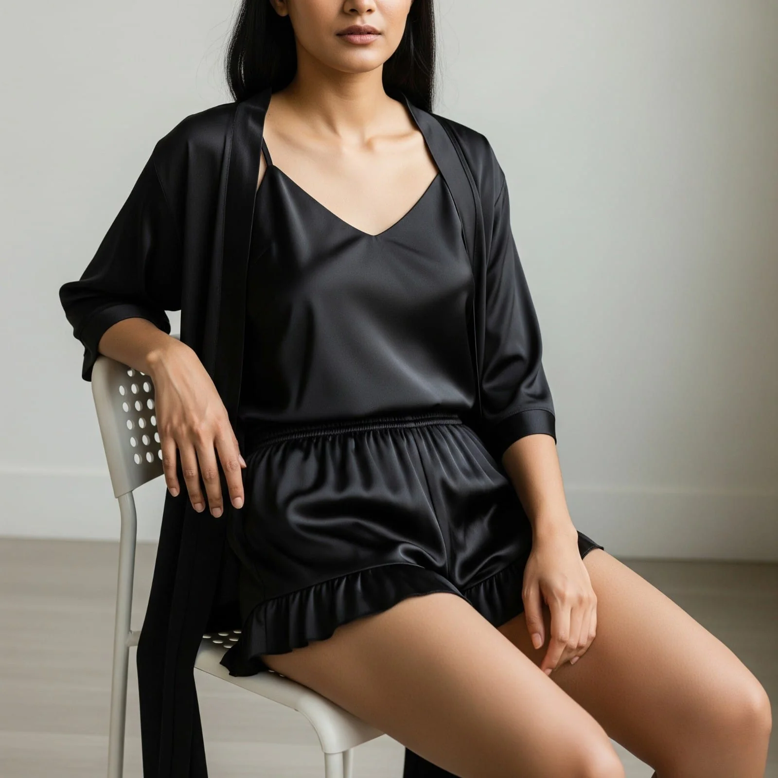 Silky Slip & Shorts with Robe Set - Image 7