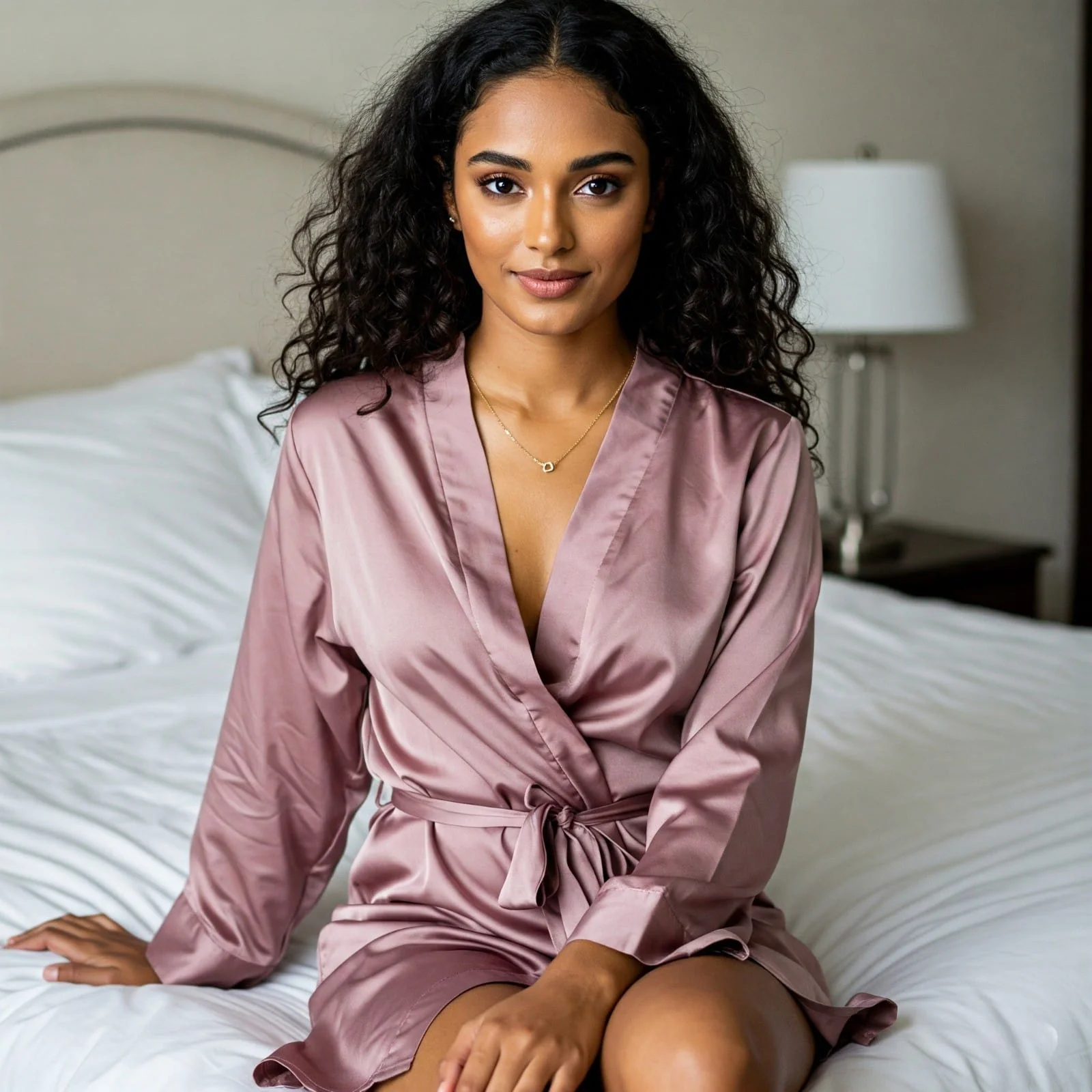 Silky Babydoll Belted Kimono Robe - Image 109