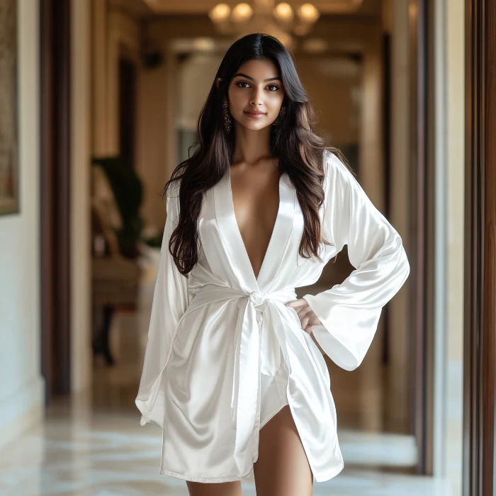 Silky Babydoll Belted Kimono Robe - Image 30