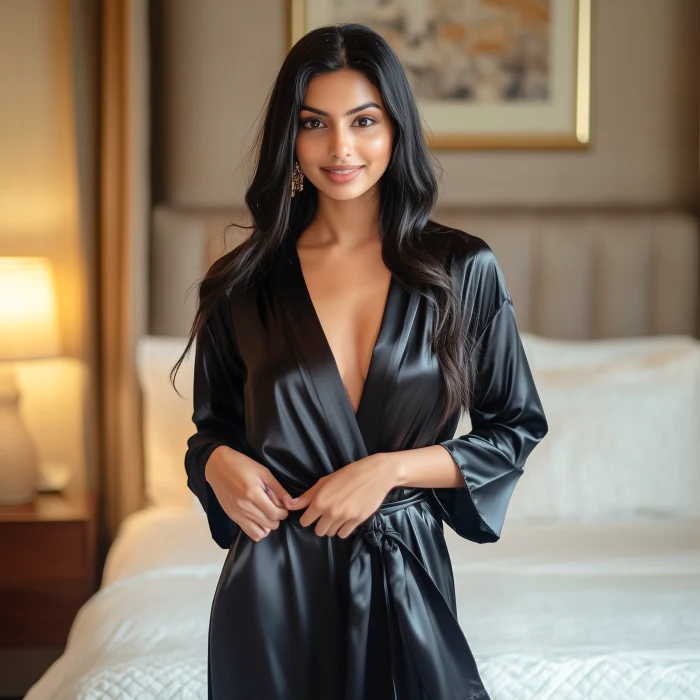 Silky Babydoll Belted Kimono Robe - Image 44
