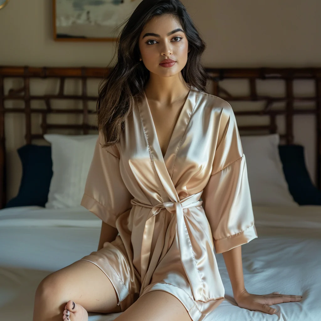 Silky Babydoll Belted Kimono Robe - Image 59